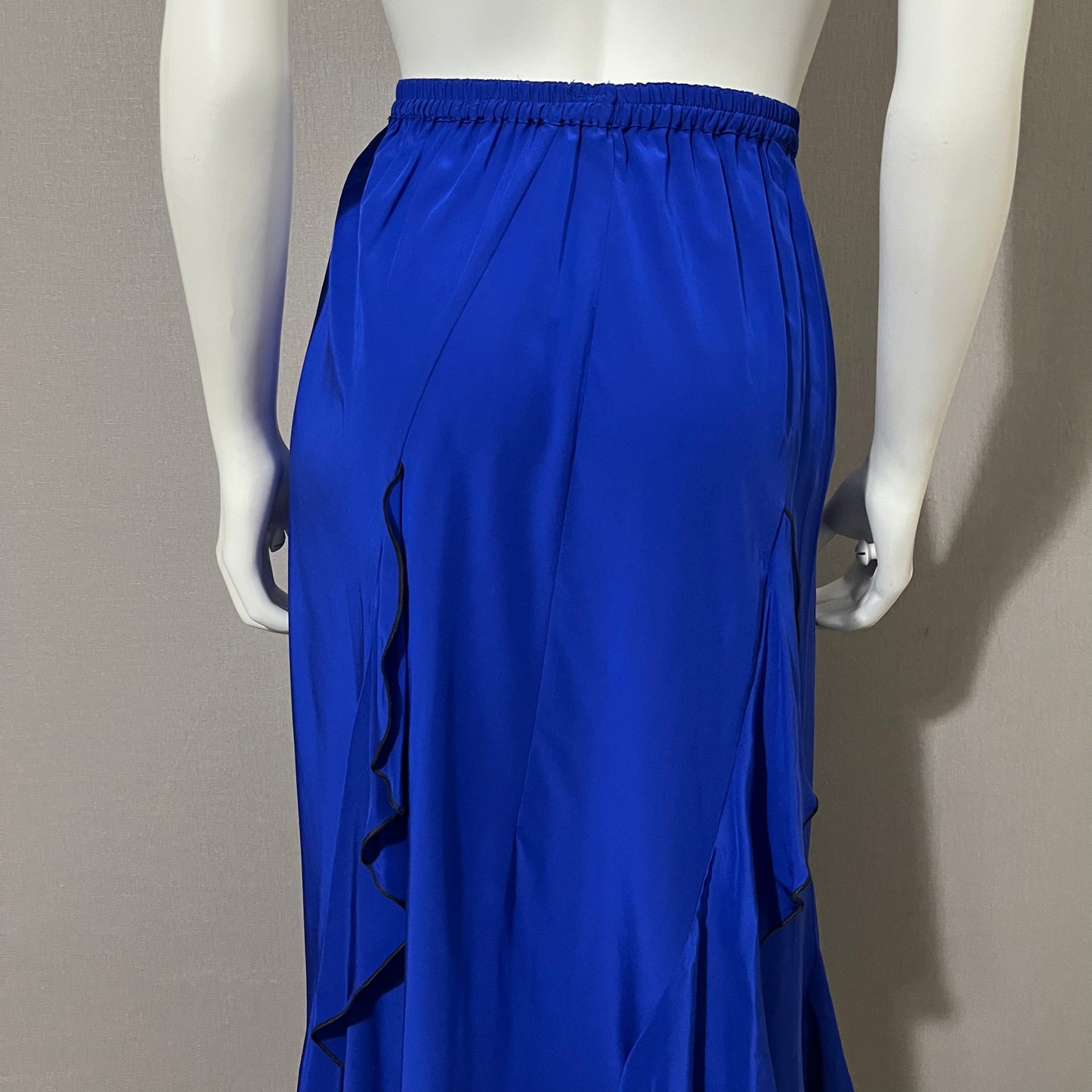 Vintage Cobalt Blue Ruffle Maxi Length Skirt Sz-Small