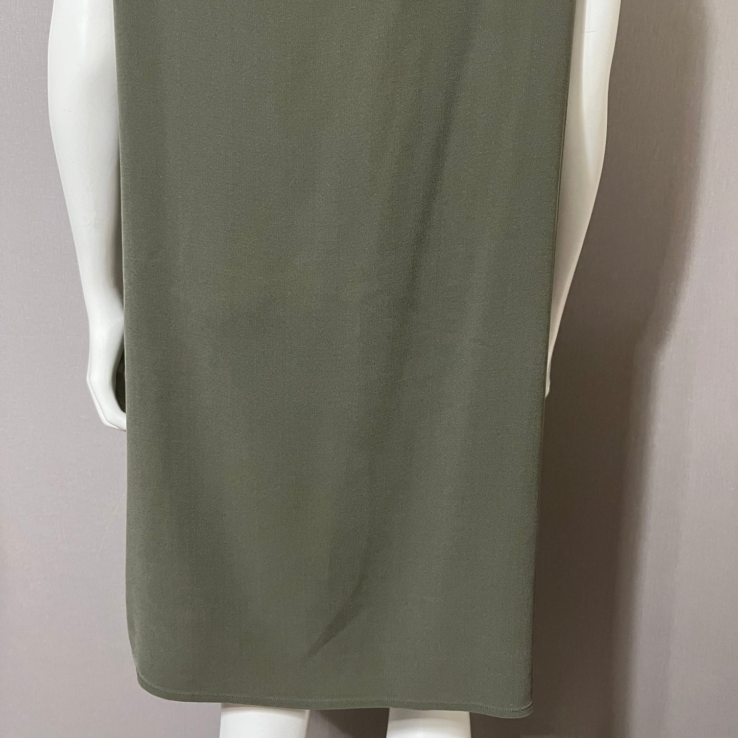 Eileen Fisher Sage Green 100% Silk Shift High Low Dress Sz-Large