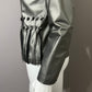 Leather Chi Silver Metallic Artsy Print Rare Moto Leather Jacket Sz-Xtra Small