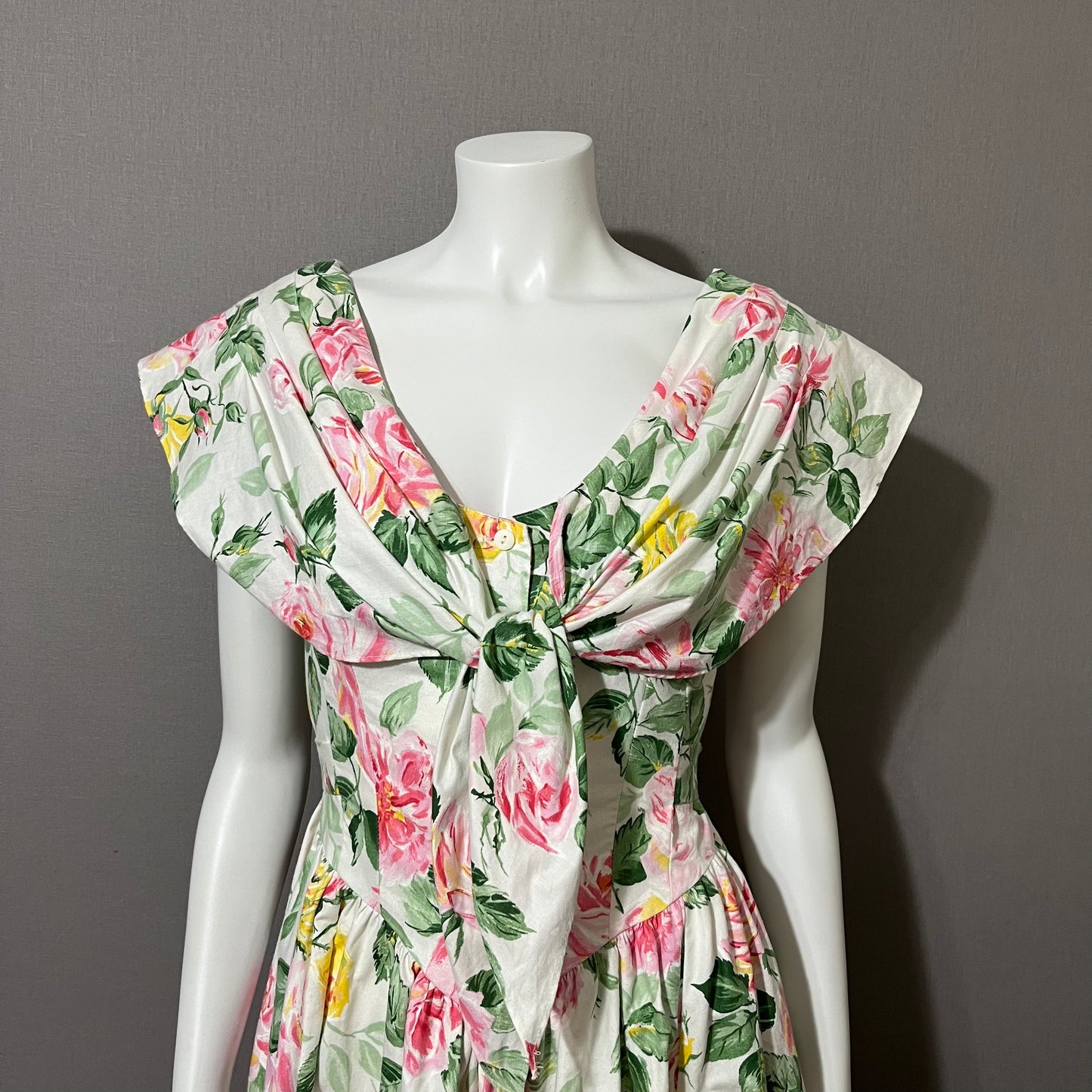 Vintage Expo Petite Floral Tea Party 100% Cotton Summer Dress Sz-6