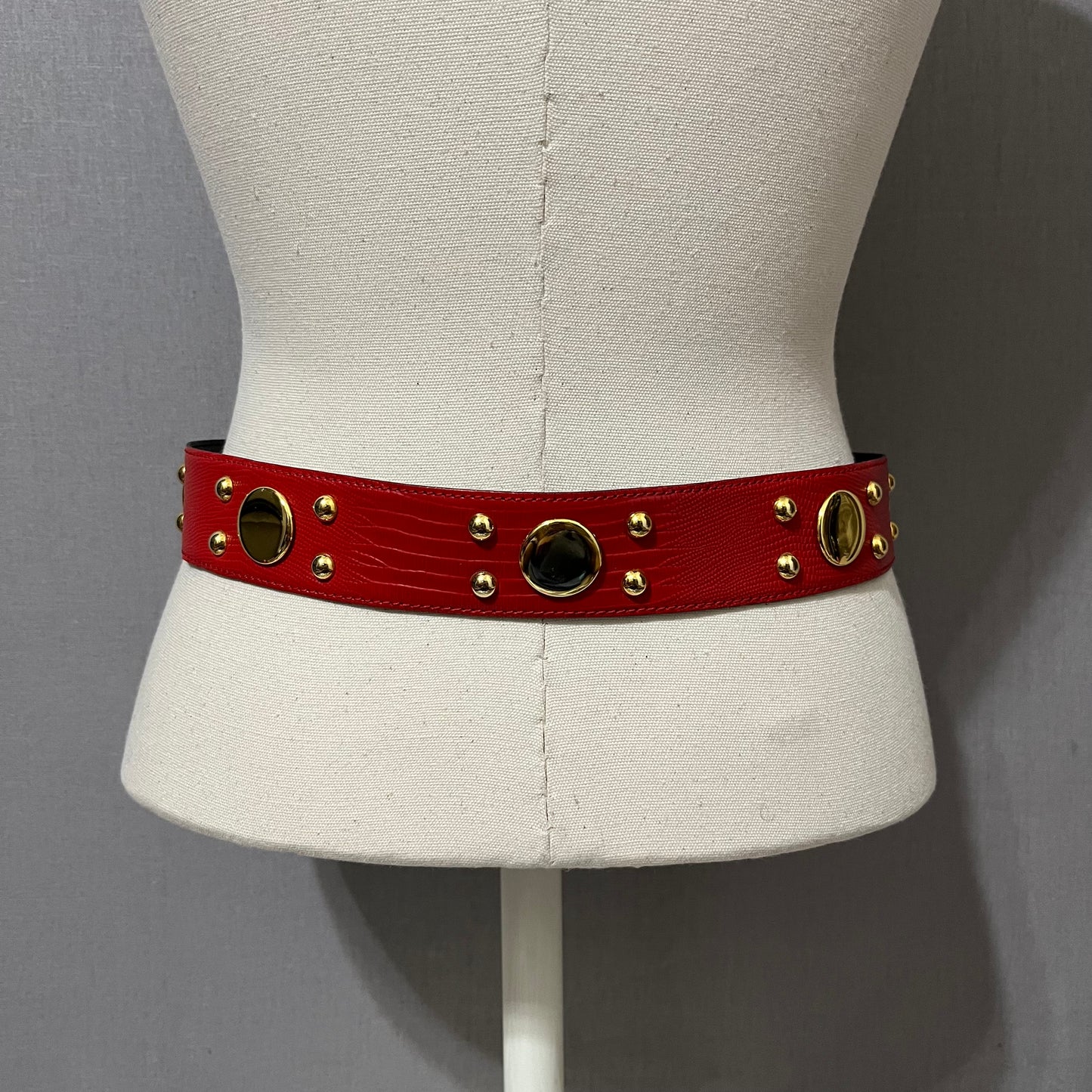 Vintage Escada Red Leather With Gold Hardware Buckle Sz-40 (Medium)