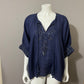 Bella Tu by Gorsuch Navy Blue Beaded Linen Tunic Top Sz-Large/XL