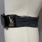 Vintage Escada Black Patent Leather With Strings Silver Hardware Belt Sz-40