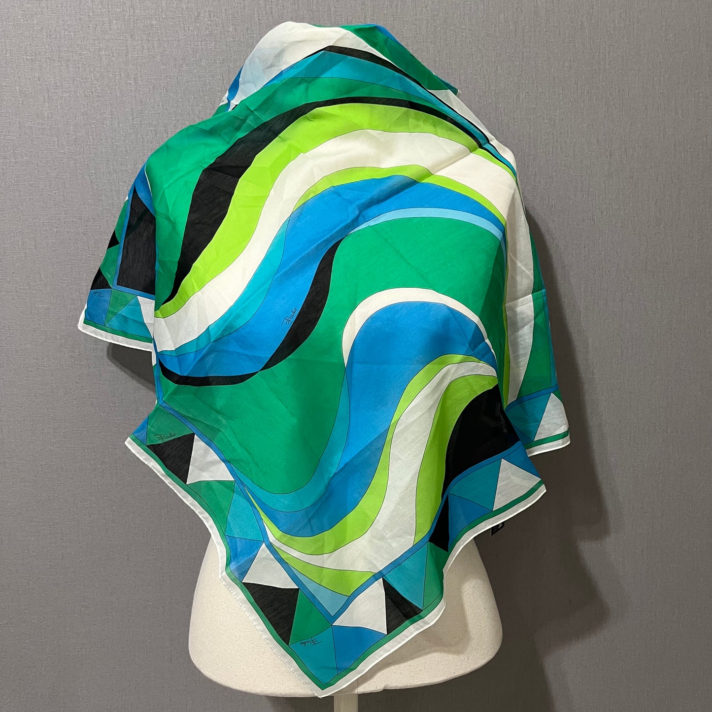 Emilio Pucci Multicolored Abstract Cotton Silk Blend Scarf NWT