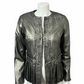 Leather Chi Silver Metallic Artsy Print Rare Moto Leather Jacket Sz-Xtra Small