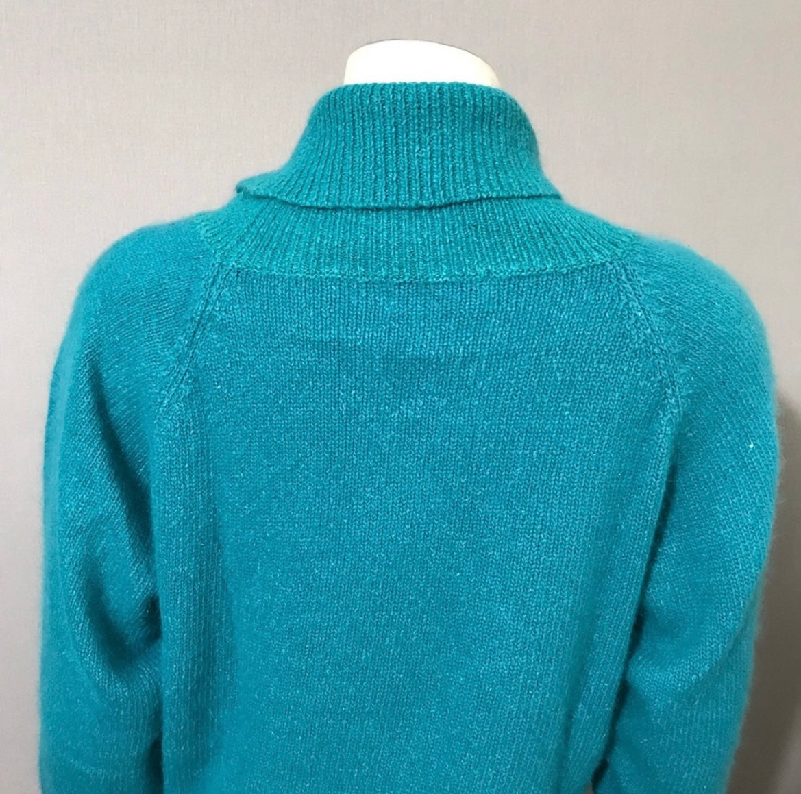 Vintage Keynotes Green Silk Lambswool Angora Rabbit Hair Turtleneck Sz-Large