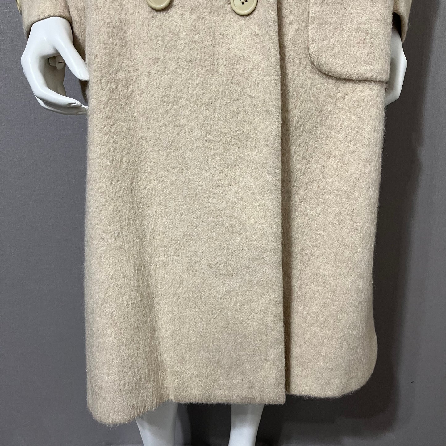 Vintage Anne Klein Wool/Mohair Blend Cream Longline Coat Sz-8