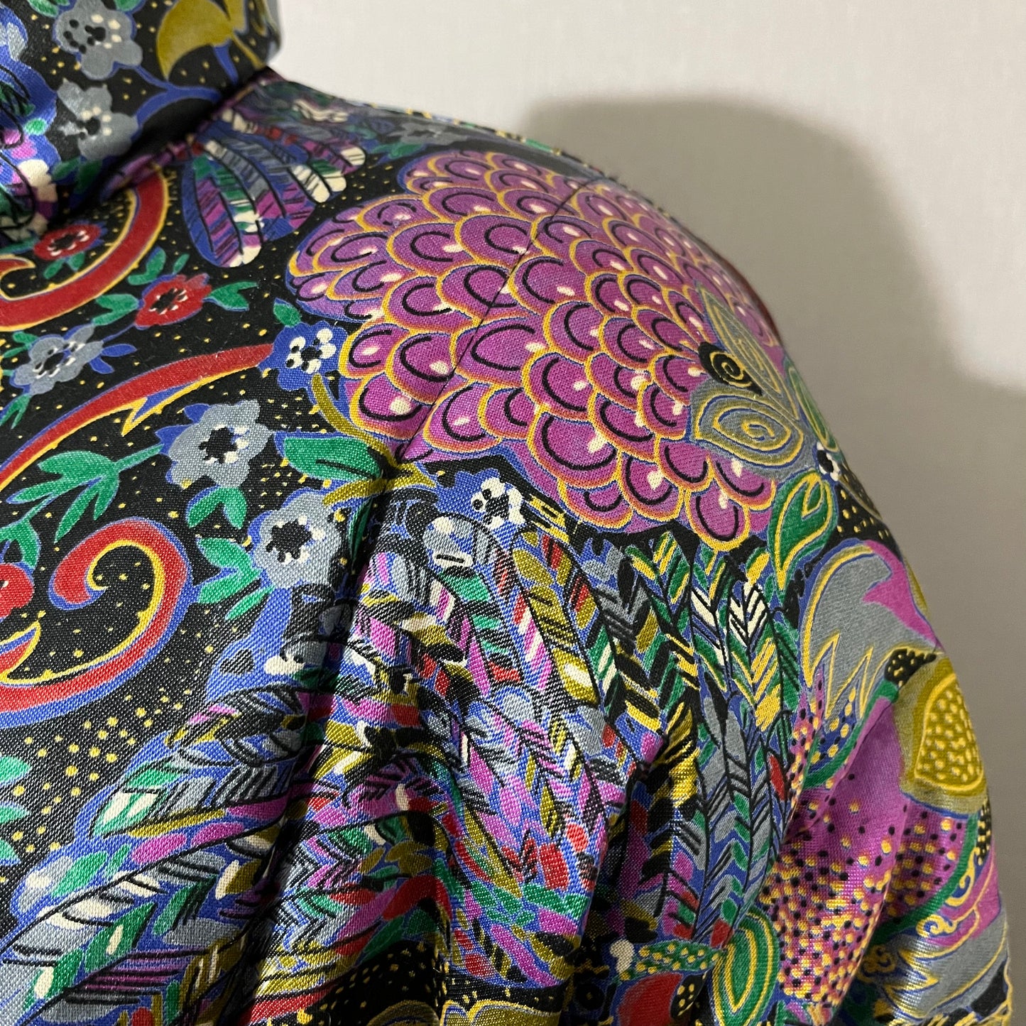 Vintage Bill Blass Paisley Peacock Feather Down Winter Coat Sz-Medium