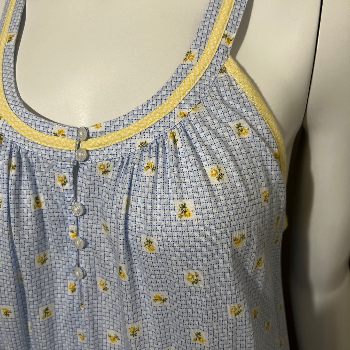 Carole Hochman Blue | Yellow Floral Cotton Nightgown Sz-Medium