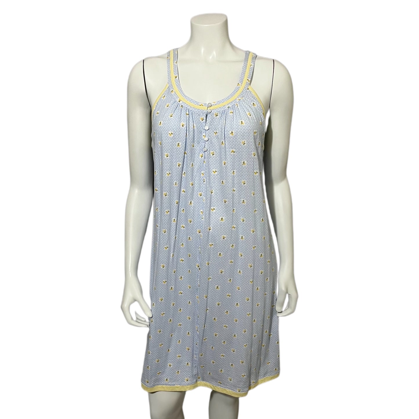 Carole Hochman Blue | Yellow Floral Cotton Nightgown Sz-Medium