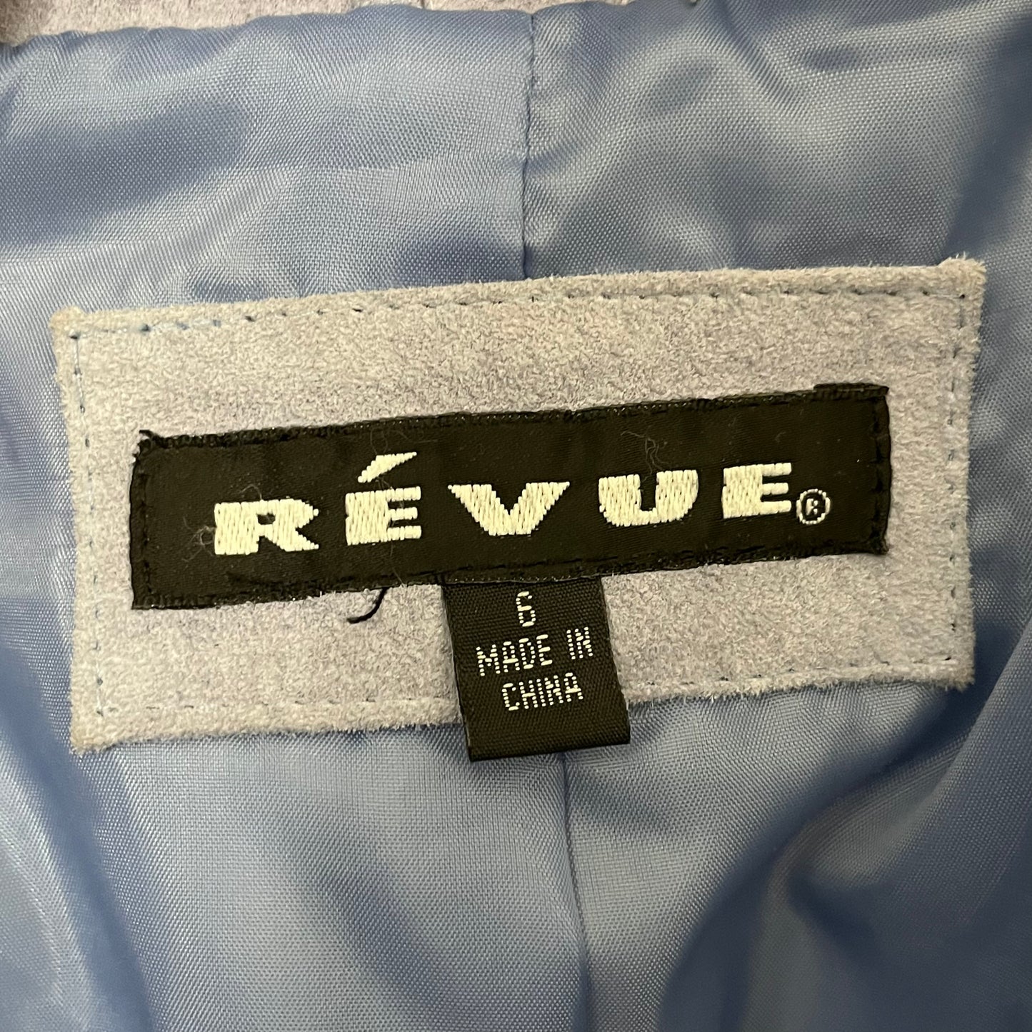 Vintage Revue Light Blue Rabbit Fur Trim Suede Leather Sz-6