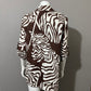 Jones New York Brown Linen Zebra Print Shirt Sz- Small/Medium