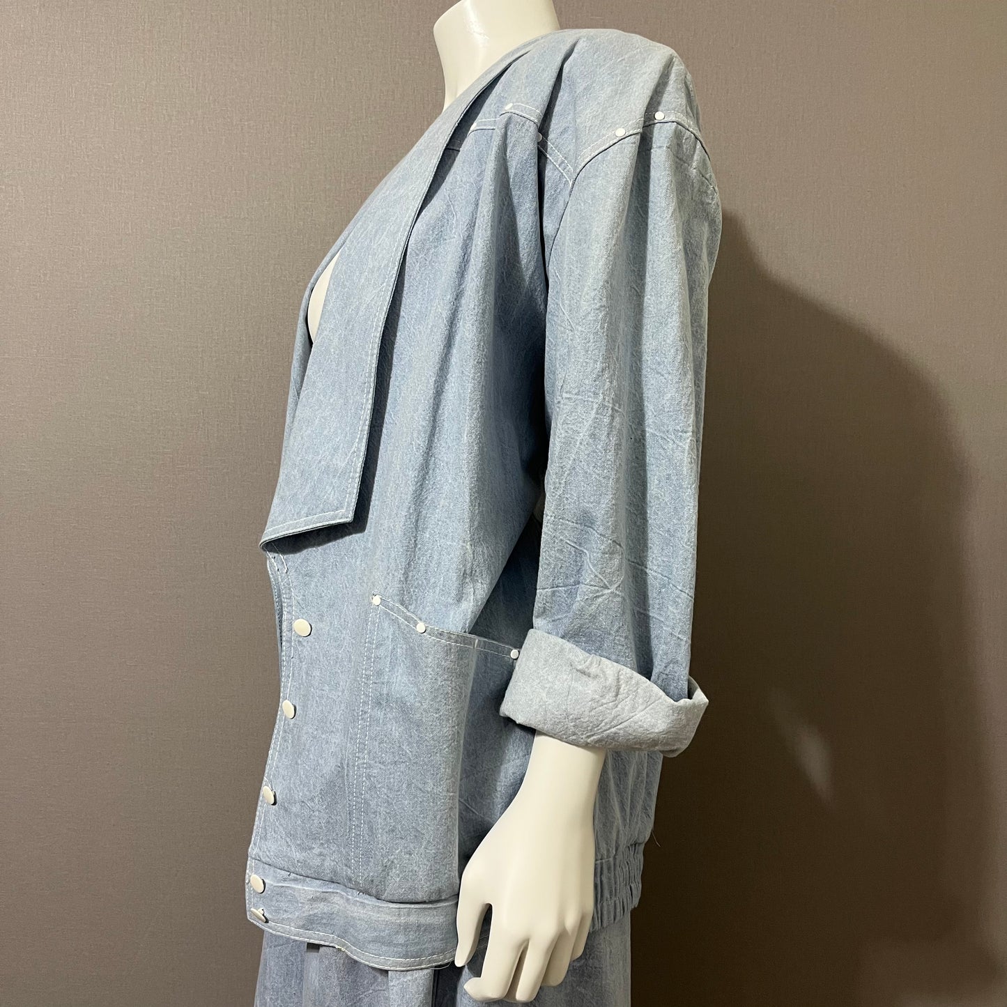 Vintage Caron Components Denim Jacket/Culottes 2pc Set Sz-Medium