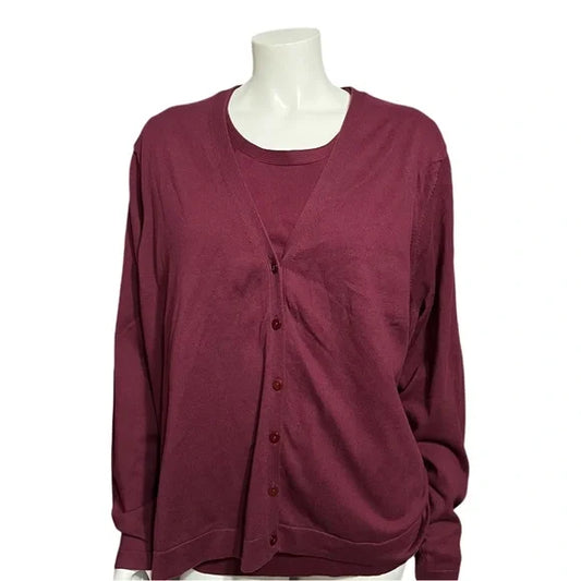 Eddie Bauer Burgundy 2 Piece Cardigan Set Plus Sz-4X