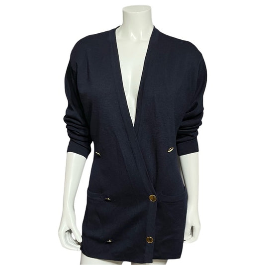 Linda Allard Ellen Tracy Navy Cardigan Sz-Medium/Large