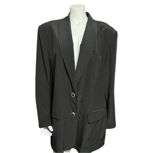 Diane Gillman Black Silk Blazer Plus Size Sz-2X