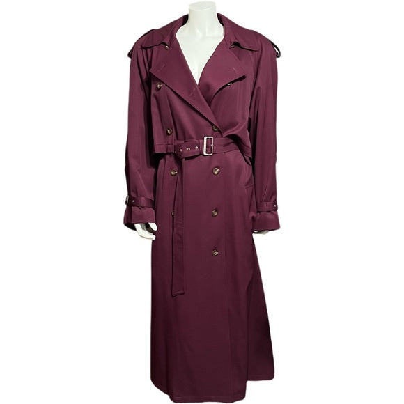 Harve Benard Burgundy Wool Woman’s Trench Coat Size 16/18