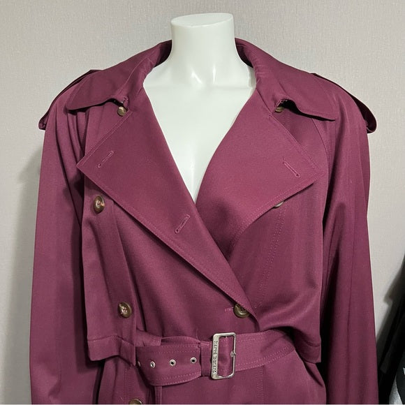 Harve Benard Burgundy Wool Woman’s Trench Coat Size 16/18