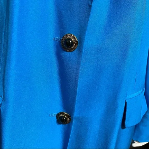 Diane Gilman Blue Silk Blazer Plus Size Sz-2X