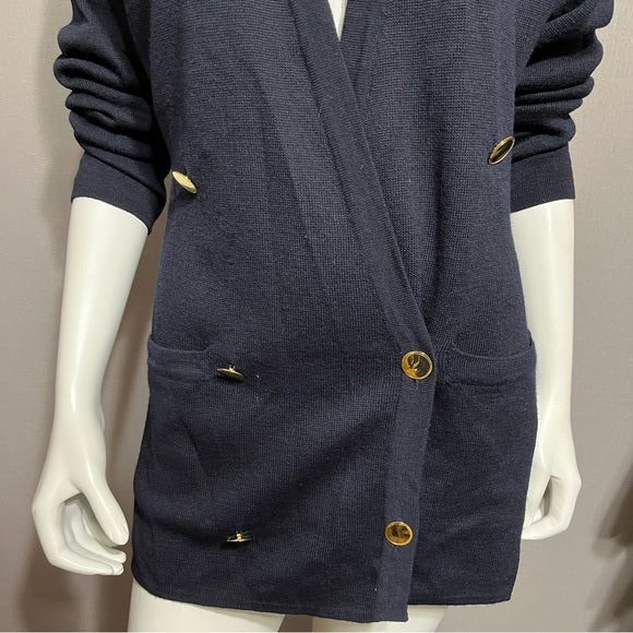 Linda Allard Ellen Tracy Navy Cardigan Sz-Medium/Large