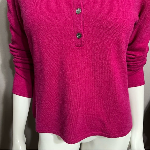 Sutton Studio Fushia Button Front Cashmere Sweater Sz-Large Petite