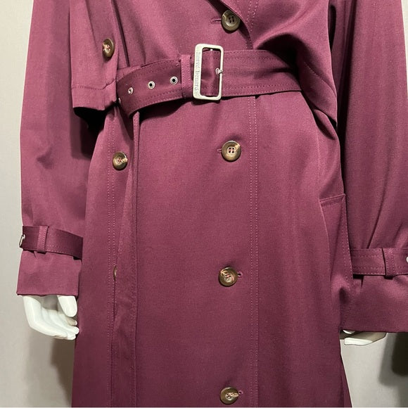 Harve Benard Burgundy Wool Woman’s Trench Coat Size 16/18