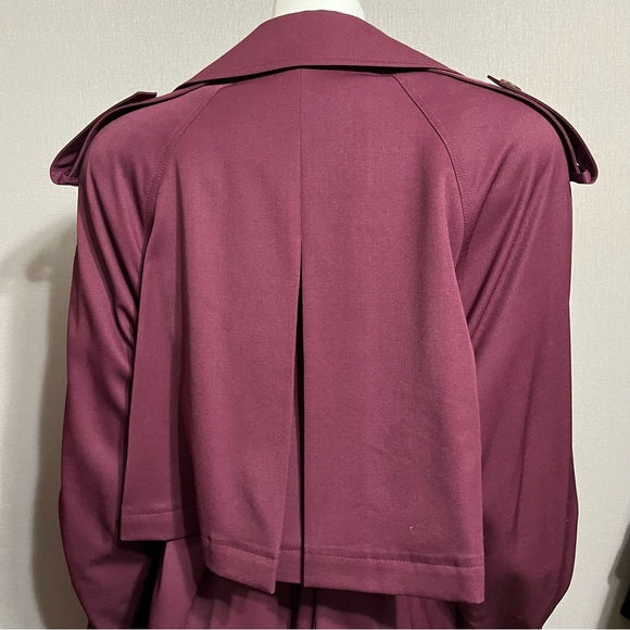 Harve Benard Burgundy Wool Woman’s Trench Coat Size 16/18
