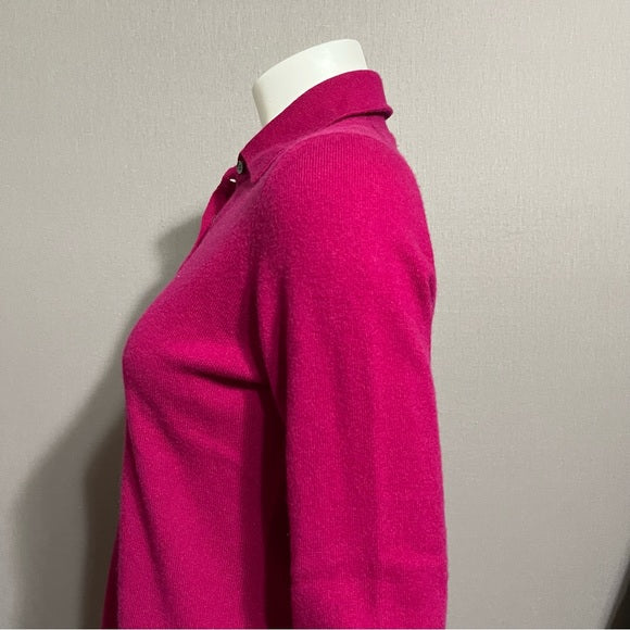 Sutton Studio Fushia Button Front Cashmere Sweater Sz-Large Petite