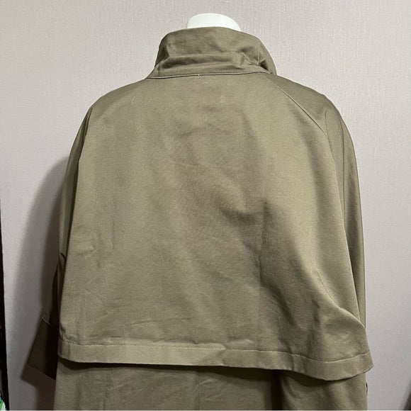 Marla Wynne Olive Green Cropped Cotton Jacket Plus Size Sz-3X