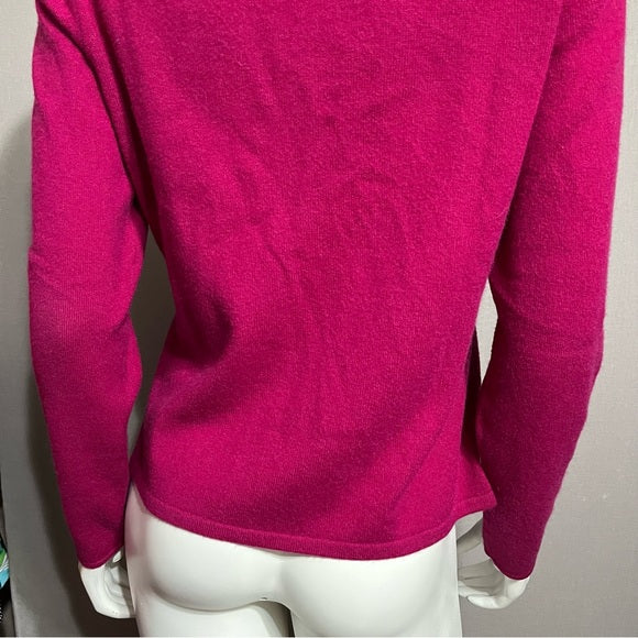 Sutton Studio Fushia Button Front Cashmere Sweater Sz-Large Petite