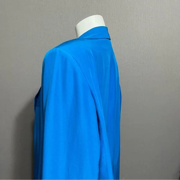 Diane Gilman Blue Silk Blazer Plus Size Sz-2X
