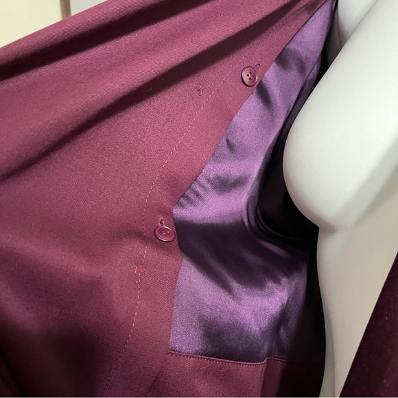 Harve Benard Burgundy Wool Woman’s Trench Coat Size 16/18