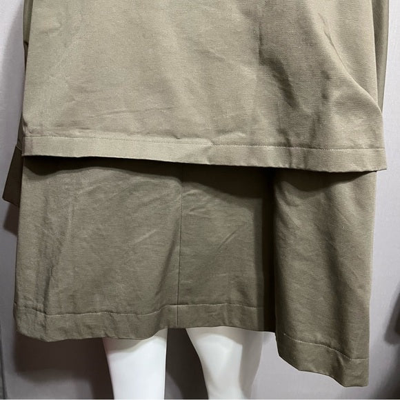 Marla Wynne Olive Green Cropped Cotton Jacket Plus Size Sz-3X