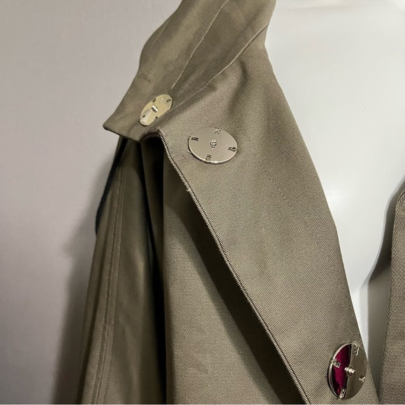 Marla Wynne Olive Green Cropped Cotton Jacket Plus Size Sz-3X