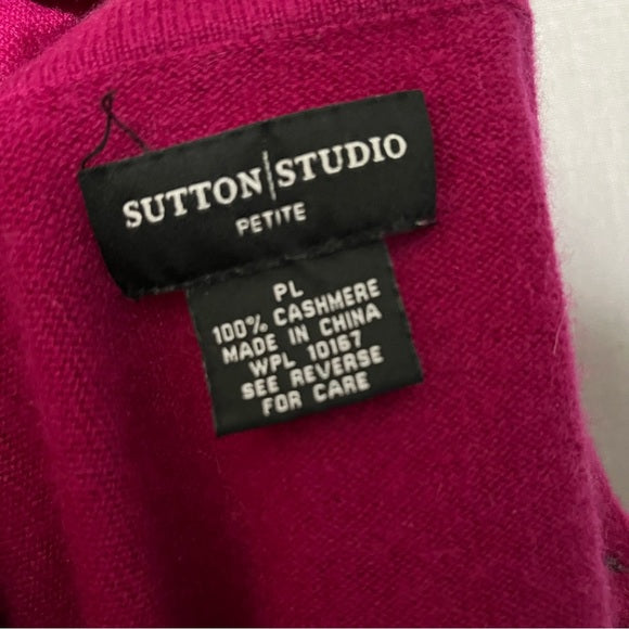 Sutton Studio Fushia Button Front Cashmere Sweater Sz-Large Petite