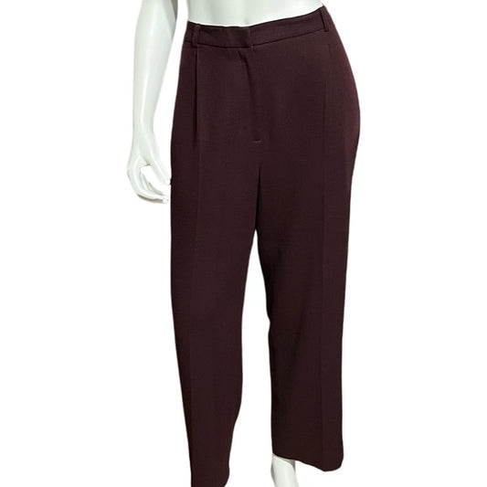 Anne Klein Burgundy Wool Pants Sz-12P