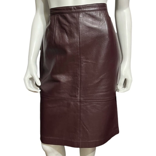 Jaclyn Smith Plum Leather Pencil Skirt Sz-8