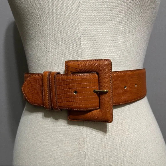 Talbots Brown Lizard Grain Belt Sz-Small