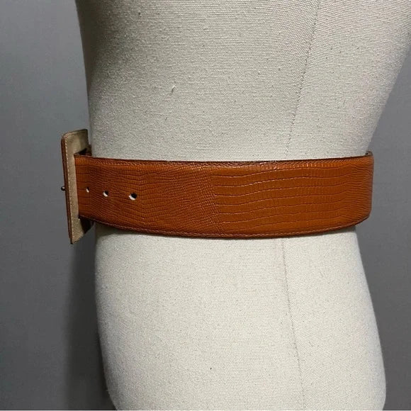 Talbots Brown Lizard Grain Belt Sz-Small