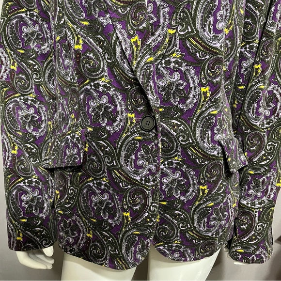 Talbots Cotton Velvet Purple Paisley Blazer