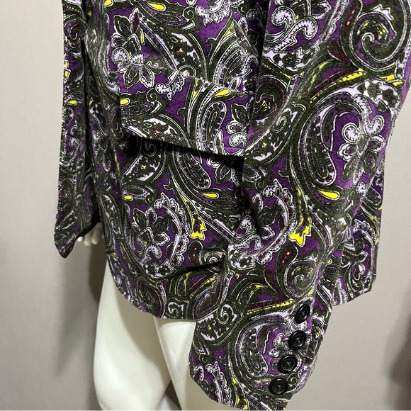 Talbots Cotton Velvet Purple Paisley Blazer