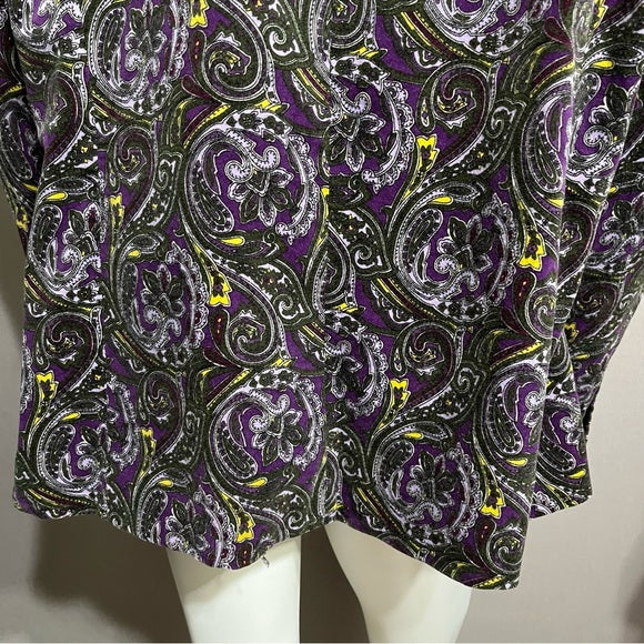 Talbots Cotton Velvet Purple Paisley Blazer