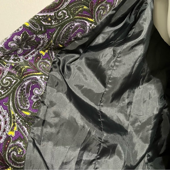 Talbots Cotton Velvet Purple Paisley Blazer