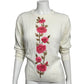 Vintage Adrian Jilofield Cream Pink Floral Stripe Crewneck Sweater