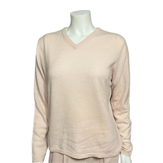 Croft & Barrow Light Pink 100% Cashmere V-Neck Sweater