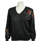 Vintage Rochelle Black | Red | Gold V-Neck Sweater