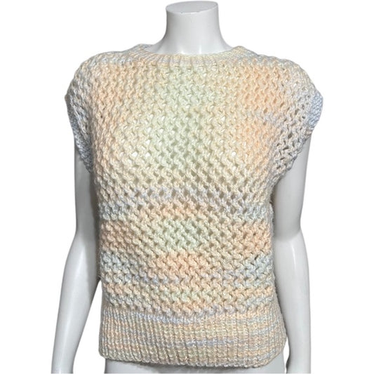 Vintage Maria Of Yarn Sherbet Color Open Knit Chunky Vest