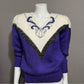Vintage Angenie Purple Metallic Pearl V-Neck Sweater