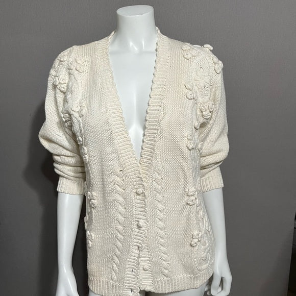 Vintage Joyce Cream Ramie | Cotton Chunky Knit Cardigan
