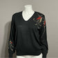 Vintage Rochelle Black | Red | Gold V-Neck Sweater